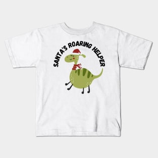 Santa's Roaring Helper. Christmas, Dino Kids T-Shirt